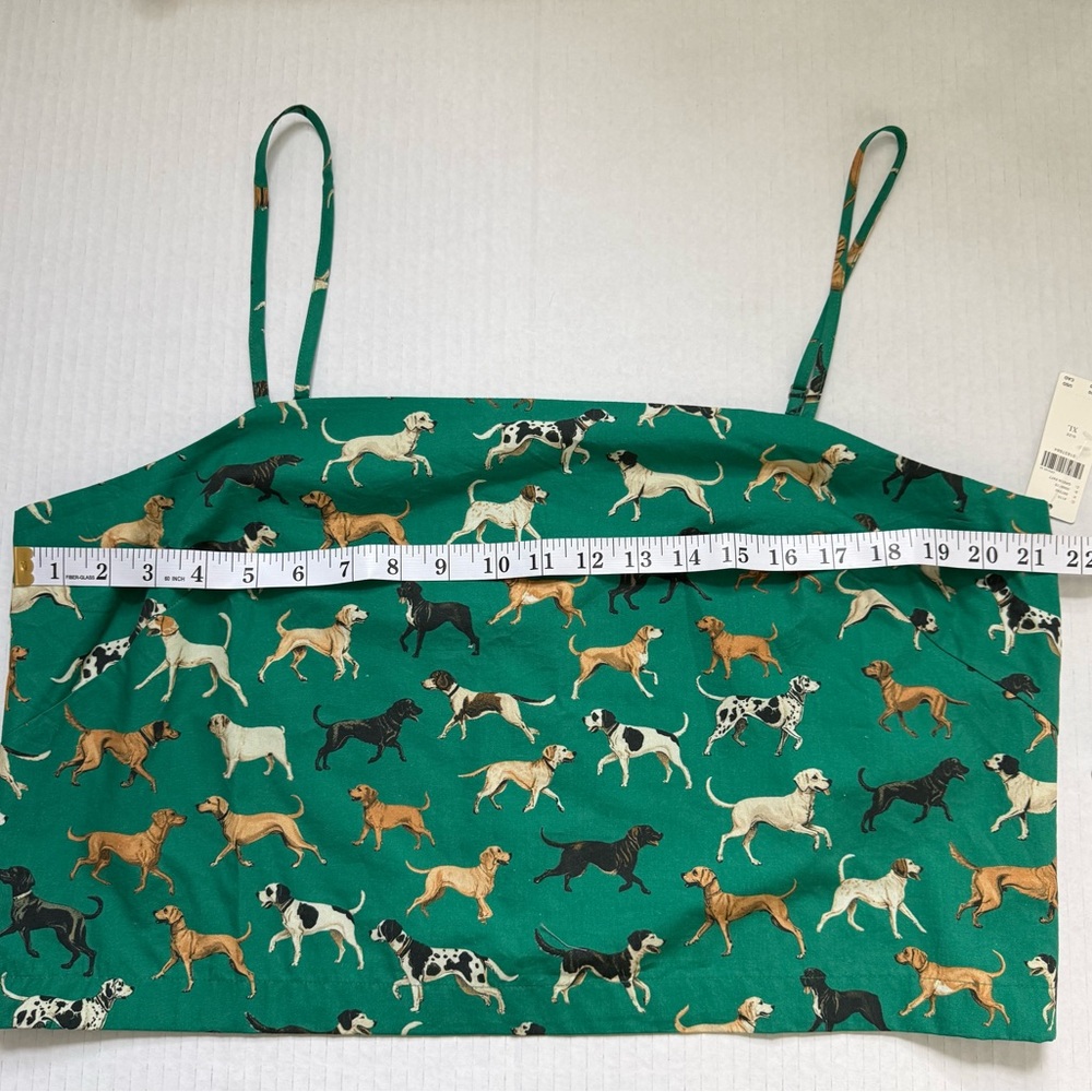 Anthropologie Maeve Straight-Neck Crop Tank Green Dog Print - Picture 5 of 7